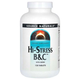 Комплекс B&C с травами Source Naturals Hi-Stress B&C With Herbs, 120 Tablets Source Naturals