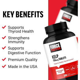 Натуральний Йод (Ламінарія) Force Factor Kelp, 150 mcg, 200 Tablets