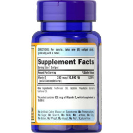 Витамин D3 Puritan's Pride Vitamin D3 10000iu 100 Softgels Puritan's Pride