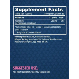 Магній Haya Labs Chelated Magnesium 200 mg 60 caps