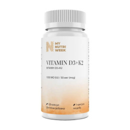 My Nutri Week Vitamin D3+K2 1000 IU (50 mcg) (120 caps)