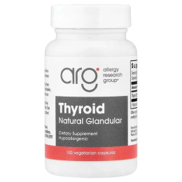 Поддержка щитовидной железы, Thyroid Natural Glandular, Allergy Research Group, 40 мг, 100 вегетарианских капсул
