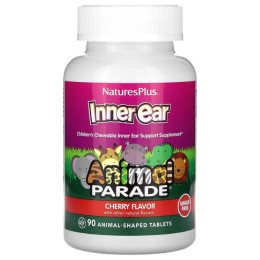 Витамины для детей с вишневым вкусом, Inner Ear, Children's Chewable, Nature's Plus, Animal Parade, 90 жевательных таблеток в форме животных