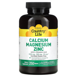 Кальцій магній цинк, Calcium Magnesium Zinc, Country Life, 250 таблеток