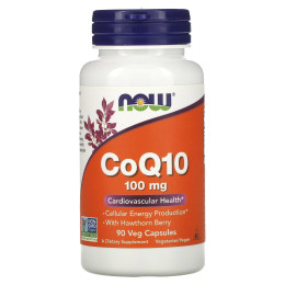 Коэнзим Q10 (CoQ10), Now Foods, с ягодами боярышника, 100 мг, 90 капсул