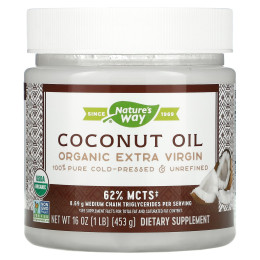 Кокосовое масло, Coconut Oil, Nature's Way, органическое, 453 г