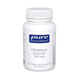 Хром (пиколинат), Chromium (picolinate), Pure Encapsulations, для поддержки здорового метаболизма липидов и глюкозы, 200 мкг, 180 капсул