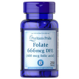 Фолієва кислота, Folic Acid, Puritan's Pride, 400 мкг, 250 таблеток