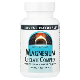 Магній хелат, Magnesium Chelate, Source Naturals, 100 мг, 100 таблеток