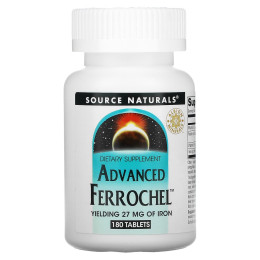 Железо, Advanced Ferrochel, Source Naturals, 180 таблеток