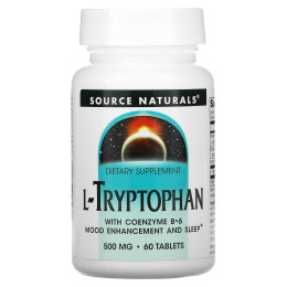 Триптофан коферментной (L-Tryptophan with Coenzyme B-6), Source Naturals, 500 мг, 60 таблеток