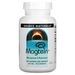 Магній L-треонат, Magtein, Source Naturals, 667 мг, 90 капсул
