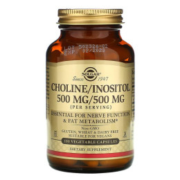 Холін та Інозитол, Choline/Inositol, Solgar 100 вегетаріанських капсул