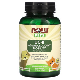 Витамины для собак и кошек, Pets UC-II Advanced Joint Mobility, NOW Foods, поддержка суставов, 60 жевательных таблеток, 60 г