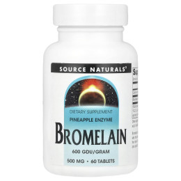 Бромелайн, Bromelain, Source Naturals, 600 ГДУ/грам, 500 мг, 60 таблеток