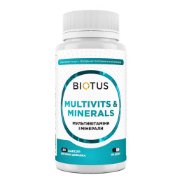 Мультивітаміни та мінерали, Multivits & Minerals, Biotus, 60 капсул