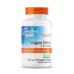 Омега-3 з водоростей, ДГК, Vegan DHA from Algae with Life's DHA, Doctor's Best, 200 мг, 60 гелевих капсул