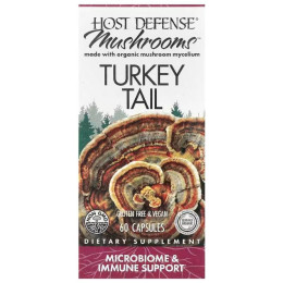 Траметес разноцветный, Turkey Tail, Fungi Perfecti, Host Defense, 60 капсул