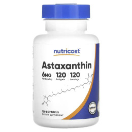 Астаксантин Nutricost (Astaxanthin) 6 мг 120 м'яких капсул