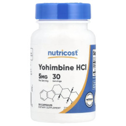 Йохімбін HCL афродизіак Nutricost (Yohimbine HCL) 5 мг 30 капсул