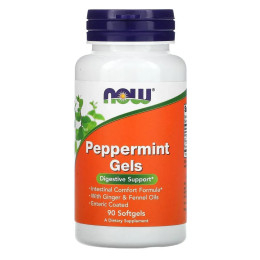 Перечная мята Now Foods (Peppermint Gels with Ginger & Fennel Oils) 90 желатиновых капсул