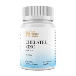 Цинк хелат, Chelated Zinc, My Nutri Week, 30 мг, 60 капсул