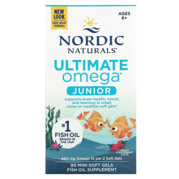 Ultimate Omega, Junior, Nordic Naturals, 680 мг, 90 жеательних таблеток в м'якій оболонці