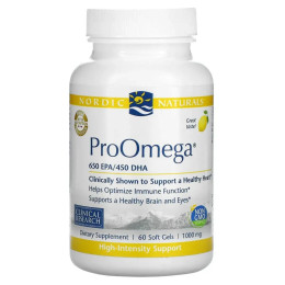 Омега 3 лимонний аромат Nordic Naturals (ProOmega) 1000 мг 60 капсул