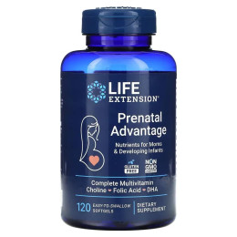Life Extension, Prenatal Advantage, 120 капсул, що легко проковтуються.