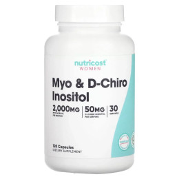 Міо Інозитол Nutricost (Myo + D Chiro Inositol) 500 мг + 12,5 мг x 4 120 капсул