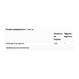 Lithium Orotate 5mg - 120 vcaps KAL
