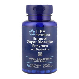 Enhanced Super Digestive Enzymes and Probiotics - 60 vcaps Life Extension