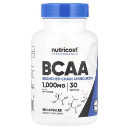 Комплекс амінокислот Nutricost Performance, BCAA, 60 Capsules (500 mg per Capsule)