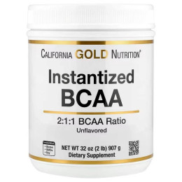 Амінокислоти California Gold Nutrition Instantized BCAA Powder with L-Leucine, L-Isoleucine, and L-Valine 907 g (Unflavored) California Gold Nutrition