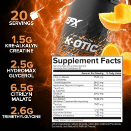 Передтренувальна формула Efx K-otic® Pre-Workout 500 g (Orange Mango) Ground EFX
