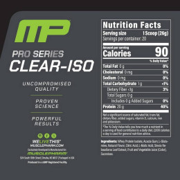 Протеїн Muscle Pharm Pro Series Clear-ISO Protein Powder Drink Mix 520 г, Cherry Slush MusclePharm