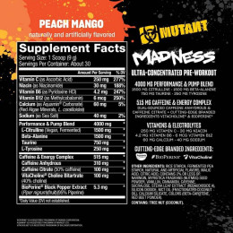 Передтренувальний комплекс Mutant Madness — 270 g (Peach Mango) Mutant