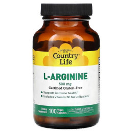 L‑Аргінін Country Life L-Arginine, 500 mg, 100 Vegan Capsules Country Life