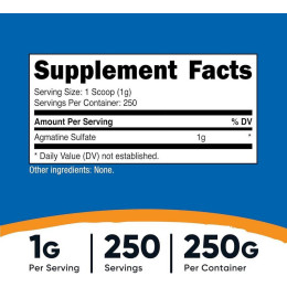 Агматин сульфат Nutricost Agmatine Sulfate, 1,000 mg, 250 g