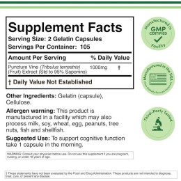 Tribulus Terrestris 1000 mg (95% Saponins), 210 capsules