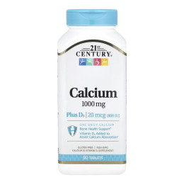 Calcium 1000 mg + D3 - 90 tabs 21st Century