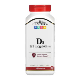 D3 125 mcg (5000 IU) - 360 tabs 21st Century
