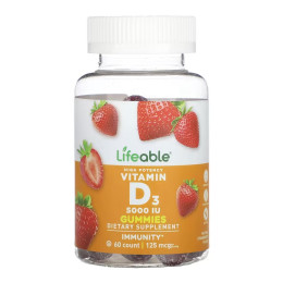 Vitamin D 5,000 IU Adult - 60 gummies Lifeable