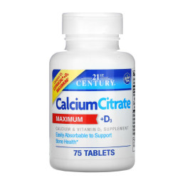 Calcium Citrate + D3 - 75 tabs 21st Century