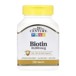 Biotin 10,000 mcg - 120 tabs 21st Century