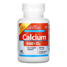 Calcium 500 mg + D3 - 90 tabs 21st Century