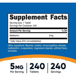 Мелатонін Nutricost Melatonin 5 mg 240 Tablets (Mixed Berry)