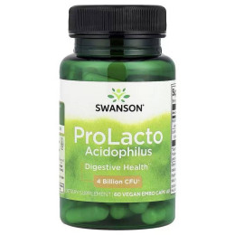 Пробиотическая добавка Swanson ProLacto Acidophilus, 4 Billion CFU, 60 Vegan EMBO Caps® AP Swanson