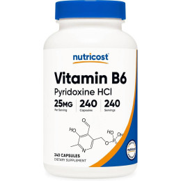 Вітамін B6 Nutricost Vitamin B6, Pyridoxine HCl, 25 mg, 240 Capsules