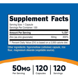 Цинк Nutricost Zinc Gluconate, 50 mg, 120 Capsules Nutricost